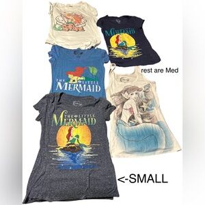 Disney Little Mermaid Women’s Graphic Tees & Tank LOT BUNDLE S/M